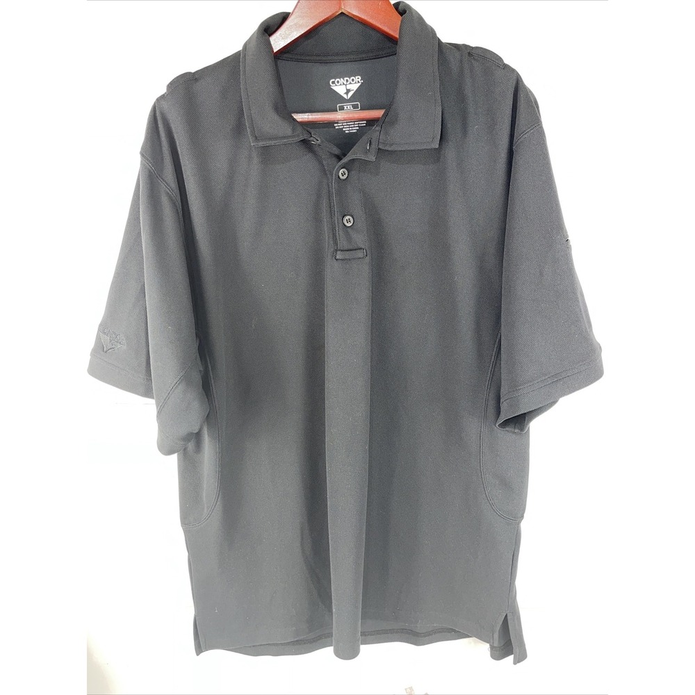 Condor Mens 2XL Black short sleeve‎ polo shirt Pen Pocket sleeve Mini Pockets